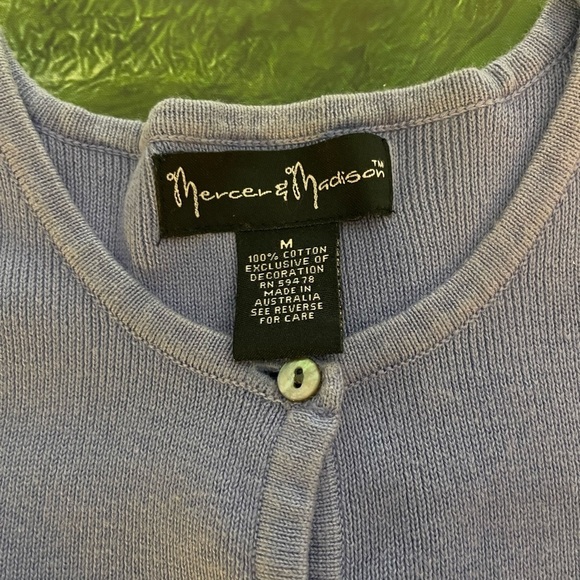 Mercer & Madison Thong/Slipper/Flipflops Embroidered Cardigan, Blue, Medium, GUC - Picture 3 of 7